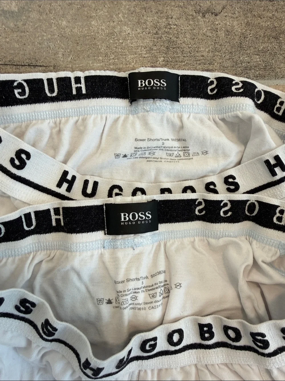 Hugo Boss White Boxer Shorts / Trunk Black Branded Waistband Set of 4 Size Small